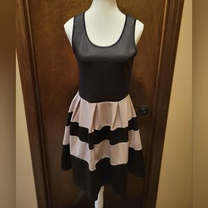 Black & Cream Sleeveless Dress